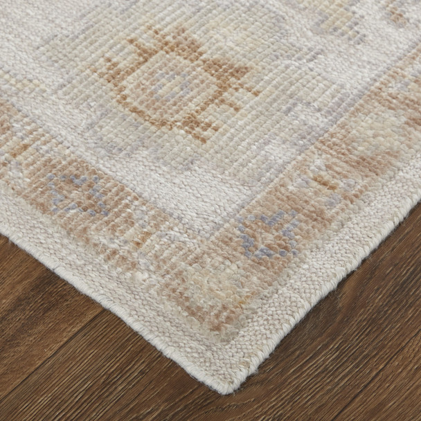 5' X 8' Orange and Ivory Floral Hand Knotted Area Rug
