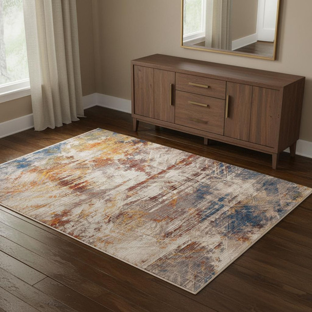 4' X 6' Gray Abstract Distressed Area Rug