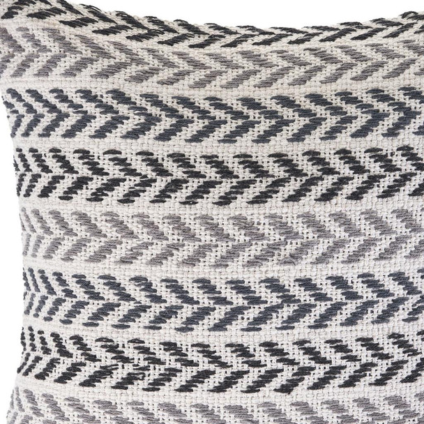 18" Black Gray and White Throw Pillow