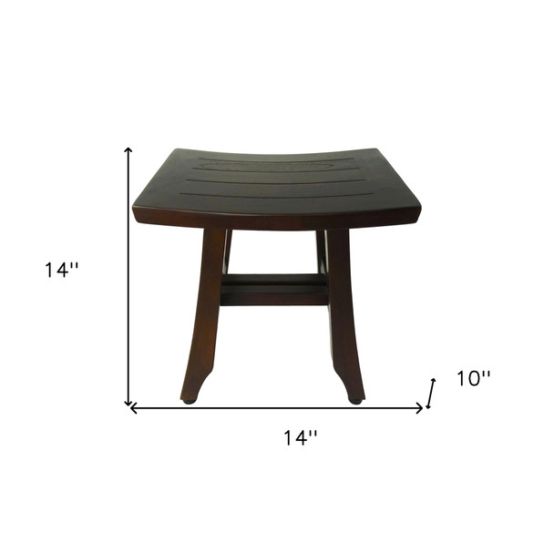14" Brown Teak Shower Bench