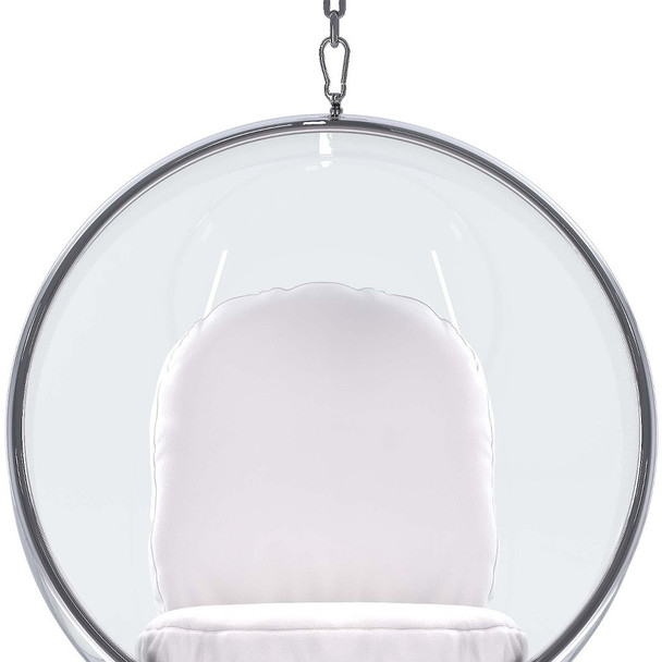 42" White Faux Leather Balloon Chair