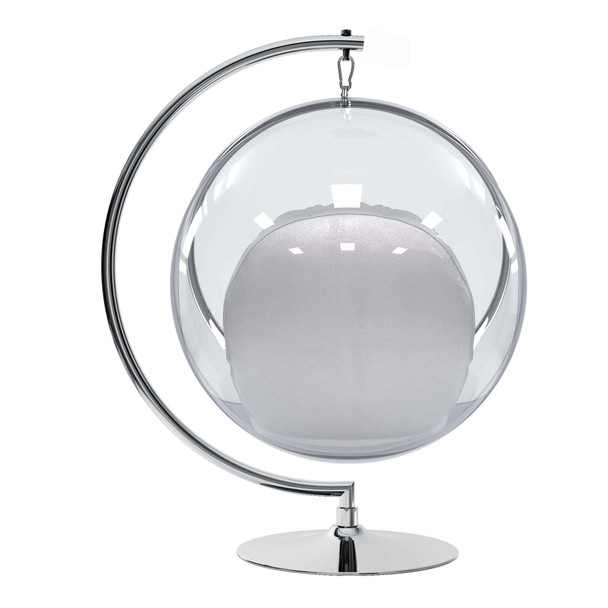 42" Silver Faux Leather Balloon Chair