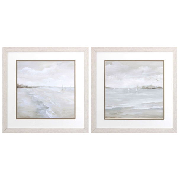 Set Of Two Sail Away White Framed Print Wall Art