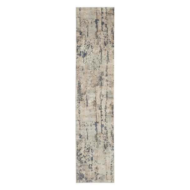 12' Beige And Gray Abstract Runner Rug
