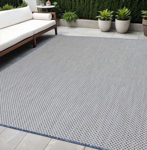 5' X 7' Blue Geometric Power Loom Area Rug