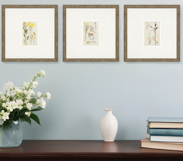 Set Of Three Antique Botanical II Gold Framed Print Wall Art
