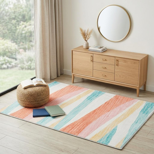 4' X 6' Pink Abstract Area Rug