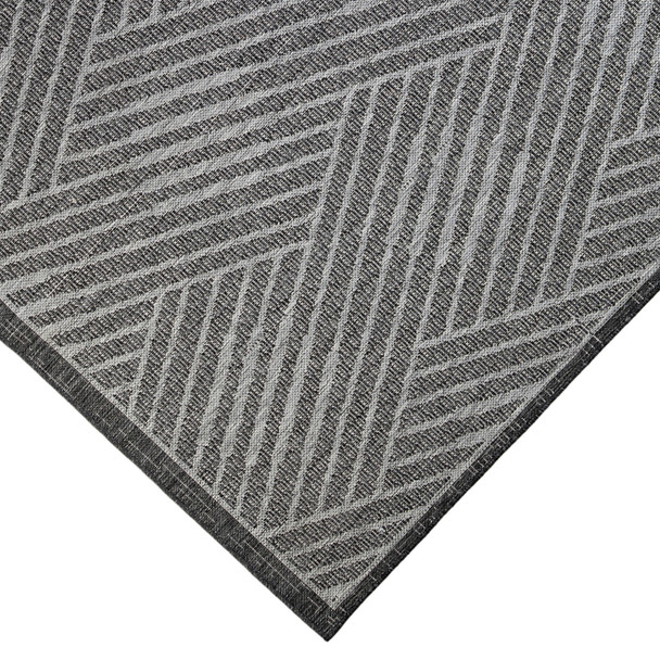 9' X 12' Gray and Blue Geometric Stain Resistant Indoor Outdoor Area Rug