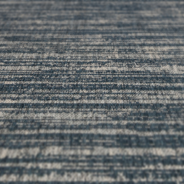 2' X 3' Gray and Blue Striped Stain Resistant Indoor Outdoor Area Rug
