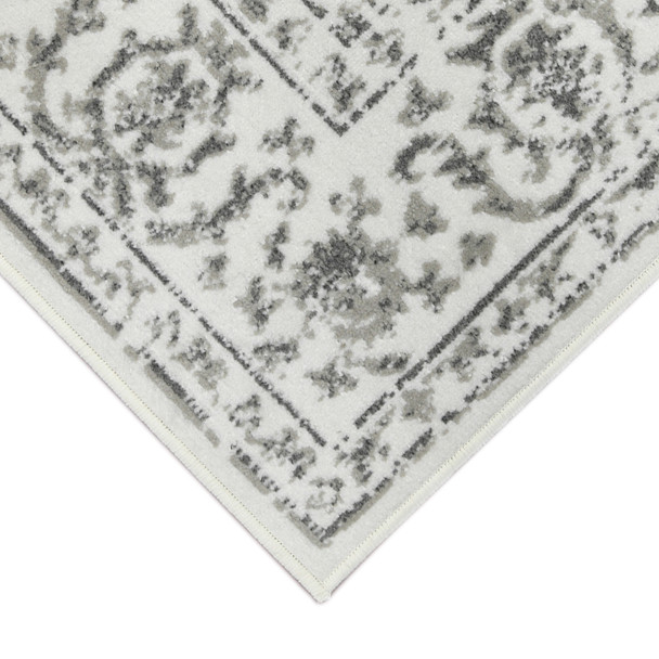 2' X 3' Ivory And Gray Floral Area Rug