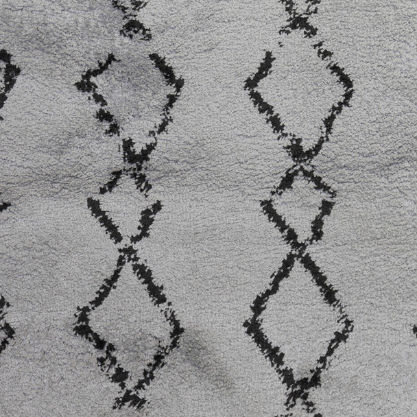 7' X 9' Black And Gray Geometric Shag Area Rug