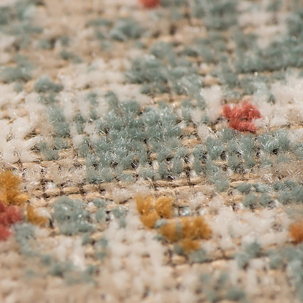 6' Beige Orange And Teal Southwestern Round Rug