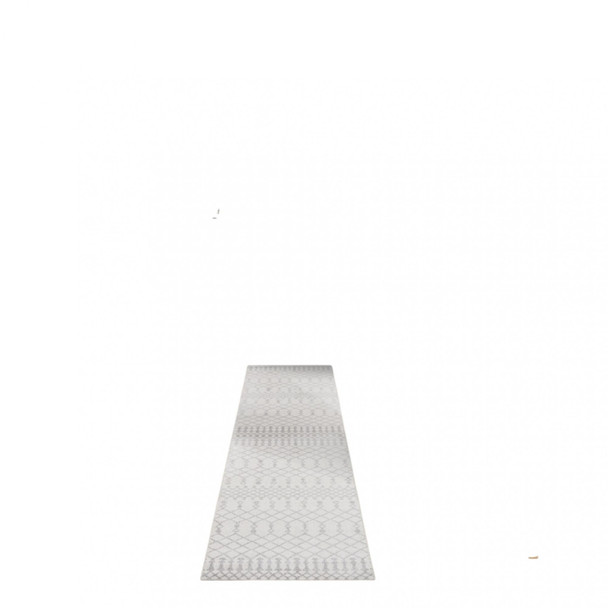 10' Gray And Ivory Moroccan Washable Runner Rug