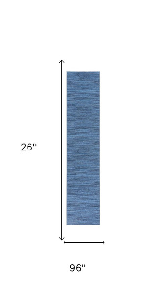 8' Blue Abstract Washable Runner Rug