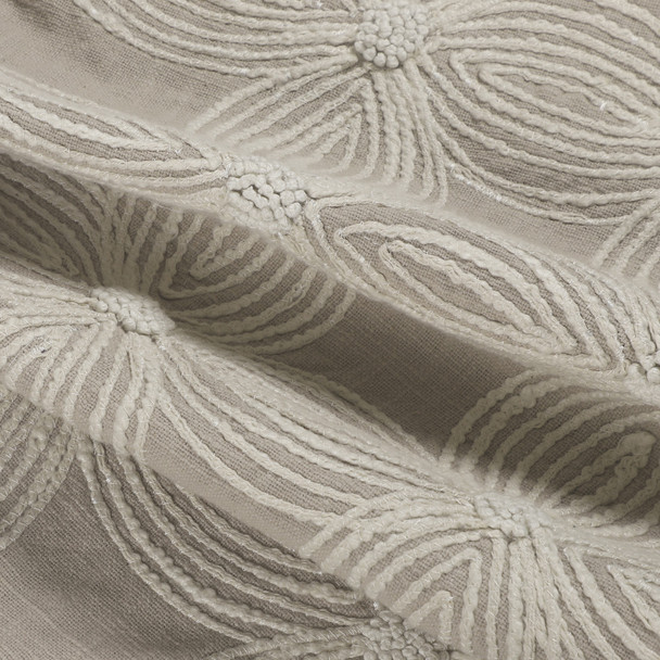 Beige and Ivory Throw Pillow with Embroidery