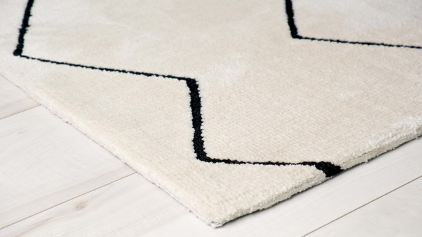 8' X 11' Beige and Black Geometric Power Loom Distressed Non Skid Area Rug