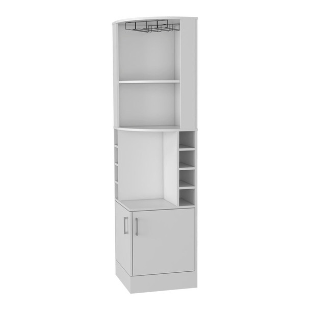 71" White Wood Corner Bar Cabinet With Two Doors