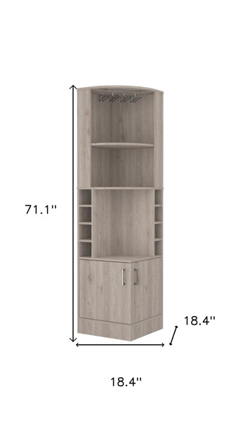 71" Light Gray Wood Corner Bar Cabinet With Two Doors