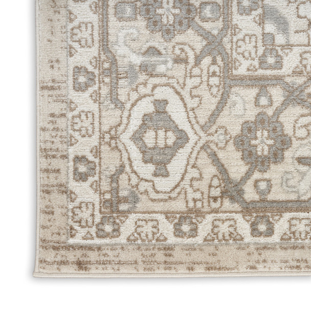 8' Beige And Ivory Medallion Distressed Runner Rug