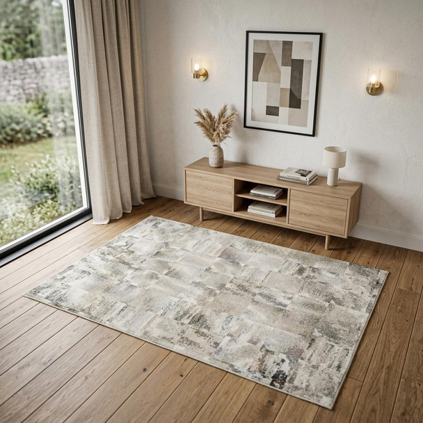 4' X 6' Gray and Ivory Abstract Power Loom Area Rug