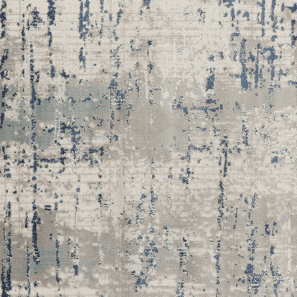 5' Gray and Ivory Square Abstract Power Loom Area Rug
