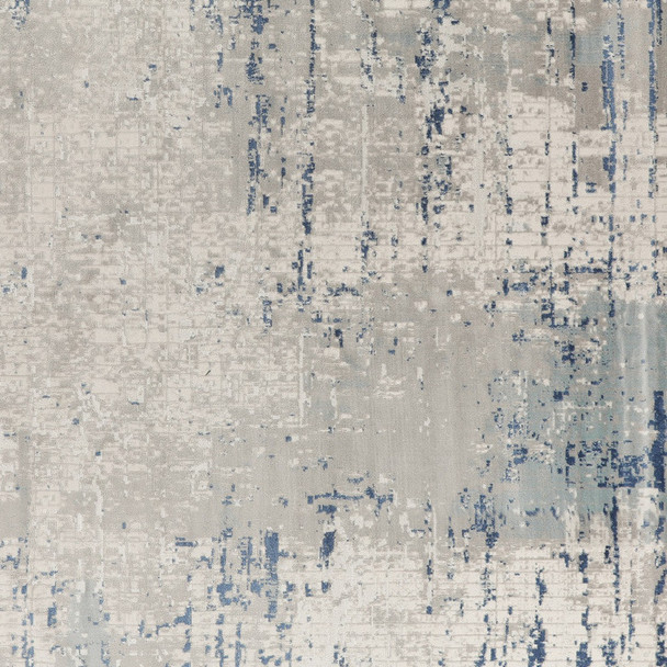 8' Gray and Ivory Square Abstract Power Loom Area Rug