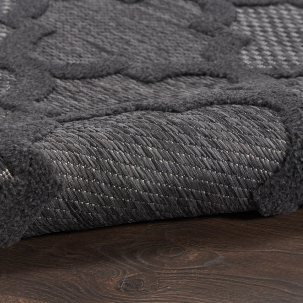 6' X 9' Charcoal And Black Trellis Indoor Outdoor Area Rug