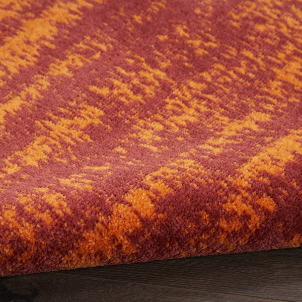 5' Red And Orange Square Abstract Indoor Outdoor Area Rug