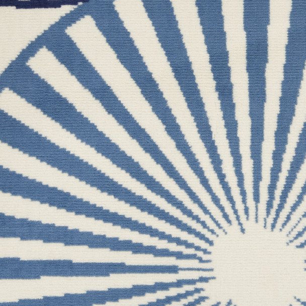 2' X 4' Blue and Beige Geometric Power Loom Area Rug