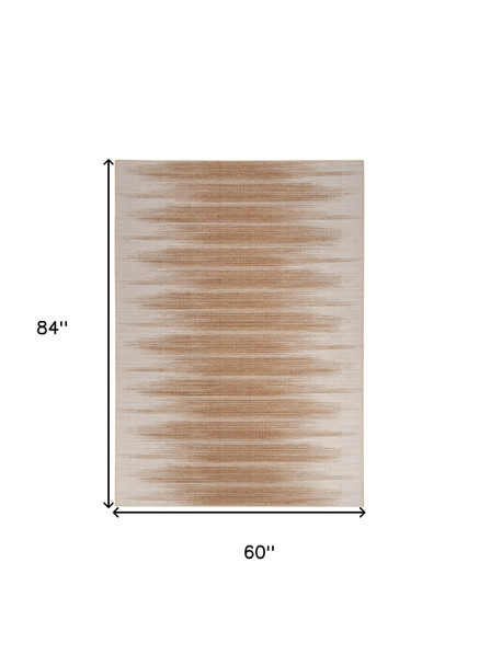 5' X 7' Brown Ombre Distressed Non Skid Area Rug