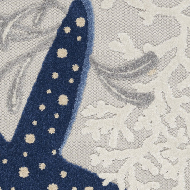 6' X 9' Navy Blue And Gray Starfish Indoor Outdoor Area Rug