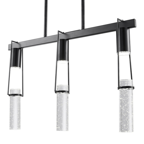 Black And Clear Three Light Metal Dimmable Smart Enabled Chandelier With Clear Shades