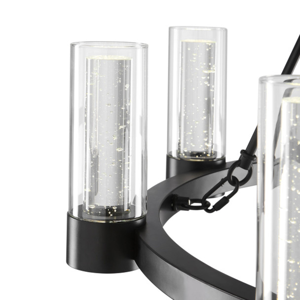 Black And Clear Candle Style Eight Light Metal Dimmable Smart Enabled Chandelier With Clear Shades