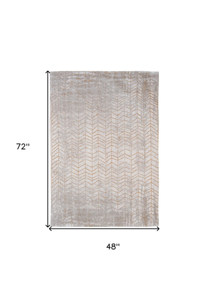 5' X 7' Gray and Yellow Chevron Non Skid Area Rug