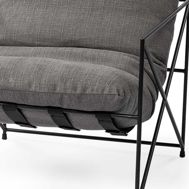 30" Gray and Black Linen Lounge Chair