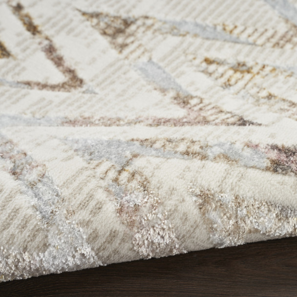 8' X 10' Ivory Brown and Gray Chevron Distressed Non Skid Area Rug