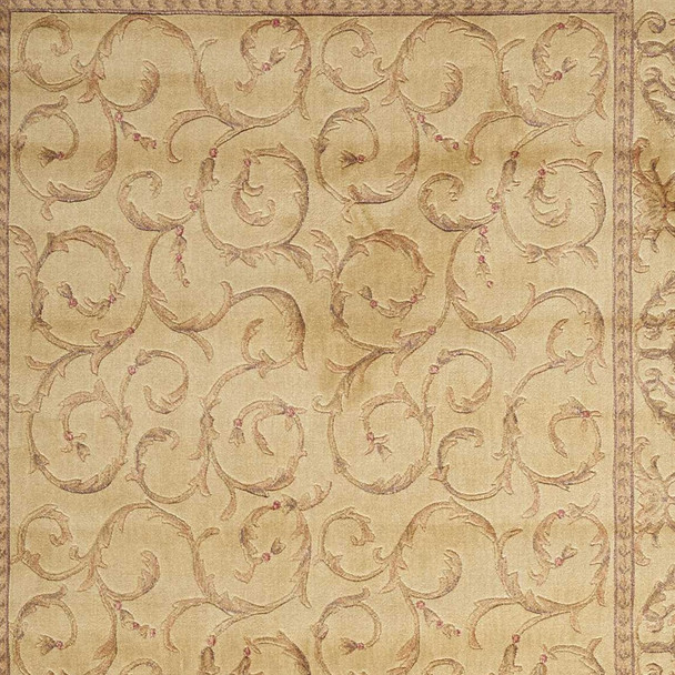 8' X 11' Ivory And Gold Floral Non Skid Area Rug