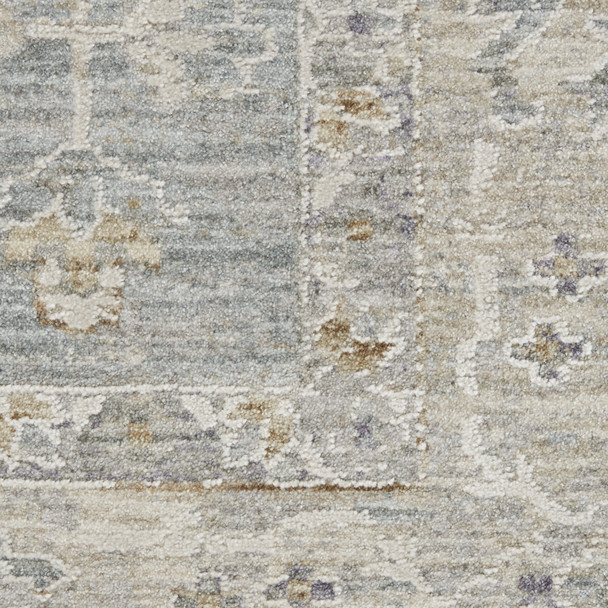 5' X 8' Beige and Blue Floral Power Loom Area Rug