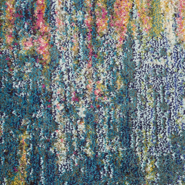 10' Blue And Yellow Abstract Runner Rug