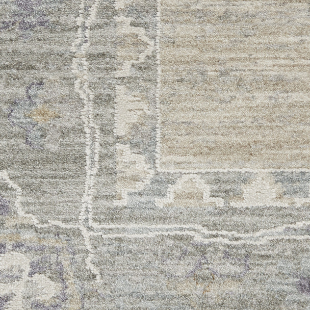 5' X 8' Beige and Gray Floral Power Loom Area Rug