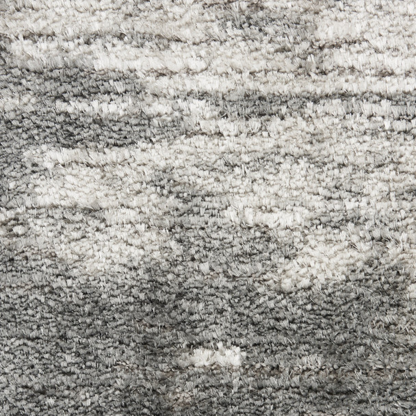 8' X 10' Charcoal and Ivory Abstract Shag Area Rug
