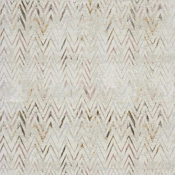 9' X 12' Ivory Black and Gray Chevron Distressed Non Skid Area Rug