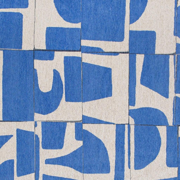 6' X 8' Blue and White Geometric Non Skid Area Rug