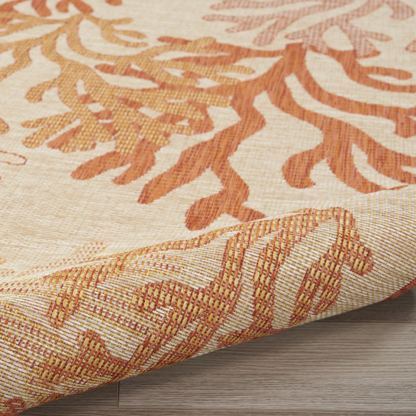 4' X 6' Coral And Beige Nautical Indoor Outdoor Area Rug