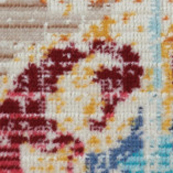 4' X 6' Ivory Pink And Orange Floral Distressed Area Rug