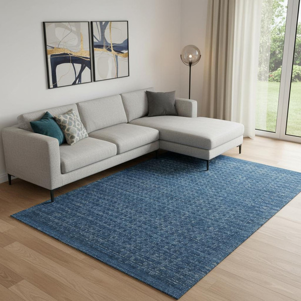 8' X 11' Navy Blue Wool Area Rug
