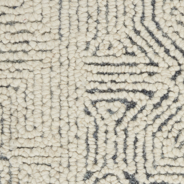4' X 6' Navy Blue and Ivory Wool Abstract Area Rug
