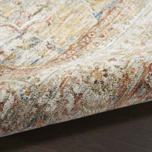 9' X 13' Rust And Ivory Floral Distressed Area Rug