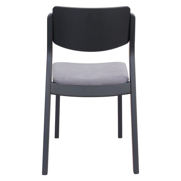 Set of Two Gray and Black Velvet Open Back Dining Side Chairs