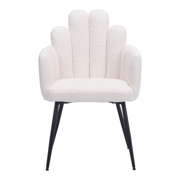 Set of Two Ivory and Black Faux Fur Slat Back Dining Arm Chairs